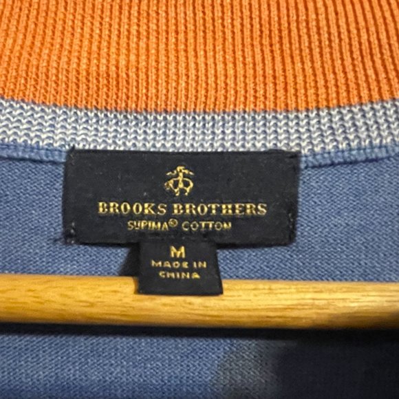 Brooks Brothers Blue Heather Quarter-Zip Medium Sweater - Picture 9 of 12